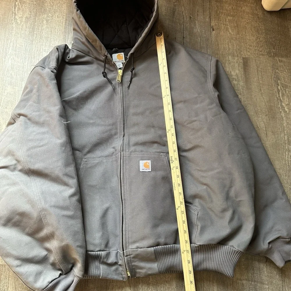 Vintage 90s Y2K J130 ARG Carhartt Sandstone‎ Duck Active Jacket Army Gray 3XL
